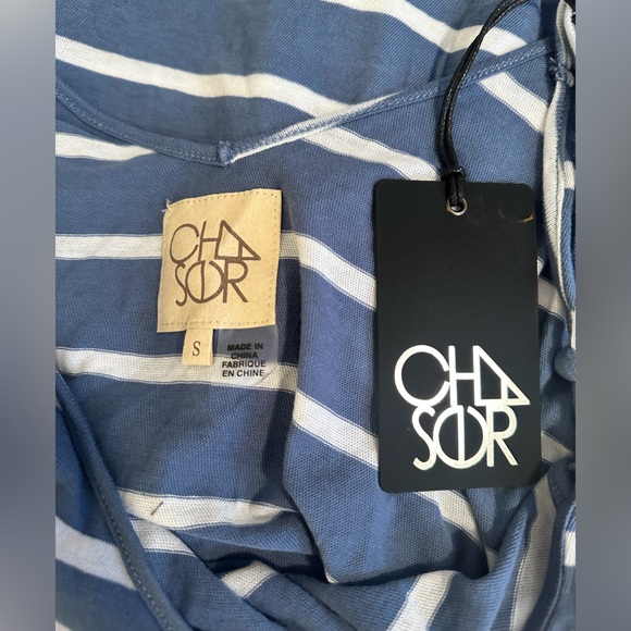 NWT sz S white blue stripe gauzy cotton double knot shirttail tank top - Picture 6 of 7